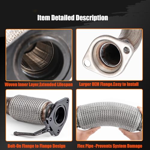 100% Stainless Steel Front Exhaust Flex Pipe 52473 - size: for 09-14 Tsx 2.4L 08-12 Accord 2.4L