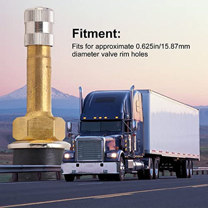 Tire Valve Stems Metal Valve Stems 10Pcs TR500 Tubeless Tire Valve Stems Sturdy Heavy Duty Clamp Valve Stem Core, Brass