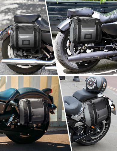 KEMIMOTO Waterproof Motorcycle Saddlebags 50L(25Lx2) Large Luggage Side Bag - color: Grey