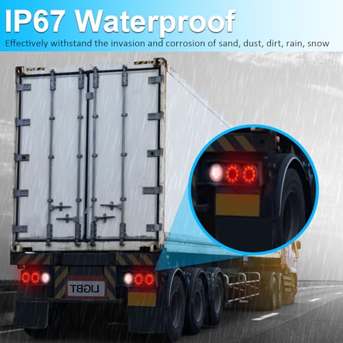 LIGBT 2Pcs 4 Inch Red White LED Round Trailer Tail Lights and Reverse Lights 16LEDs IP67 Waterproof Red Stop Turn Tail Lights and White Backup Lights Kit for Boat Trailer Truck RV - color: Red&White 2pcs