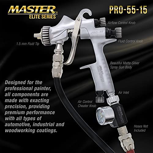Master Elite PRO-55 HVLP Automotive Spray Paint Gun with 1.5mm Tip - size: 1.5mm