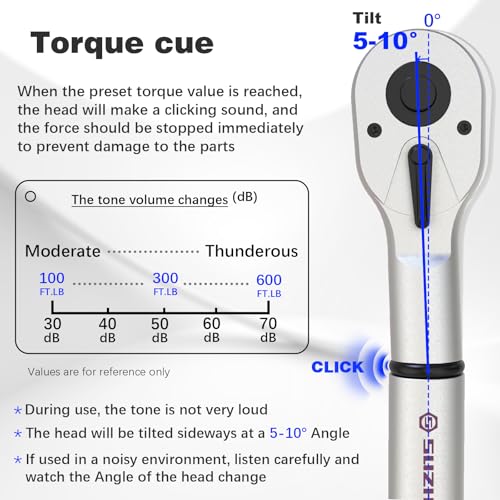 SuZhi 3/4 Inch torque wrench 100-600 ft lb /135.6-813.6 N.M/Aluminum Alloy handle & Cr-Mo Material Head, Heavy Duty, Professional,Dual Direction, Store in Solid Case - size: 3/4 1pc