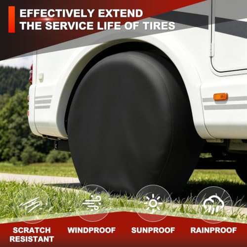 Explore Land Tire Covers 4 Pack Fit Tire Diameters 26-28.75 inch, Black - size: M (Fits Tire Diameters 26''-28.75''), style: Black - 4 Pack