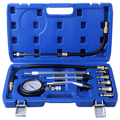 DAYUAN Professional Petrol Engine Compression Tester Kit (Dark Blue- 11Pcs) - color: Dark blue- 11Pcs