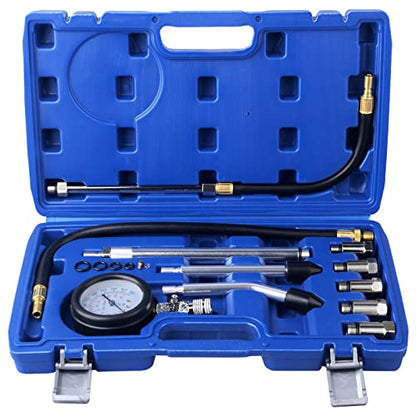 DAYUAN Professional Petrol Engine Compression Tester Kit (Dark Blue- 11Pcs) - color: Dark blue- 11Pcs