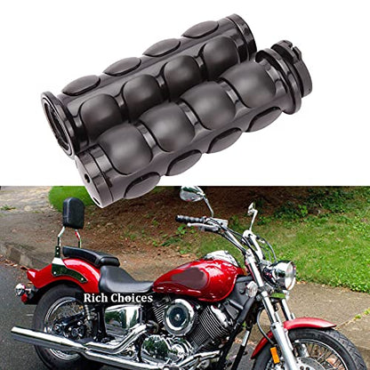 Pair of 1" Dual Black Motorcycle Bar End Hand Grips Handlebar Compatible with Cruisers Harley Yamaha Suzuki - color: Black#1