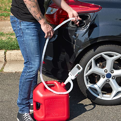 Deway Auto Fuel Transfer Pump, Auto-Stop, Removable Rubber Hose, D Battery - style: Auto Stop Nozzle w/ Plastic Hose