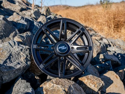 RockTrix RT103 14x7 ATV UTV Wheel 4x156 4+3 Offset, Matte Black, 1pc Single
