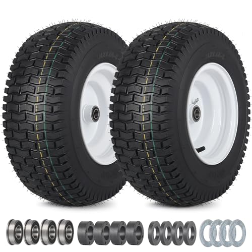 GICOOL 16x6.50-8 Tubeless Tire and Wheel, 16x6.5-8" Lawn Mower Tires, 3"-4.5" Offset Hub, 3/4" or 5/8" Bearing, Universal Fit Riding Mower and Garden Tractor Front Wheels, 4 Ply, Turf Pattern, 2 Pack - size: 16x6.50-8 Tubeless (3" Offset Hub)