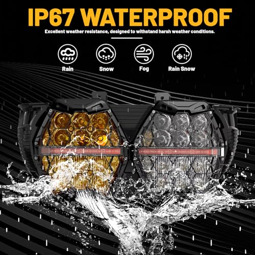 240W High Power Dual Motorcycles LED Headlight High Low Beam with DRL E24 Projector Head Lamp Compatible with Road glide 2015-2023 (Yellow+white) - color: White + Yellow