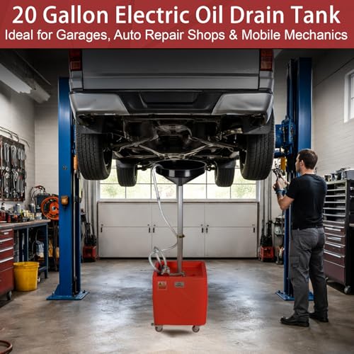 FMCNMech 20 Gallon Oil Drain Tank, 110V Electric Pump, 8 GPM - color: 20 Gallon Oil Drain Tank