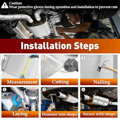 Embossed Aluminum Exhaust Wrap Heat Shield for Automotive, 20x12 in - size: 12" x 20"