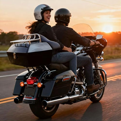 Yescom 48L Universal Motorcycle Tail Box Top Case Luggage with Top Rack & - size: 48L for Harley