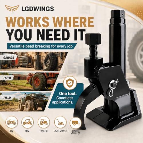 Manual Tire Bead Breaker Tool, Heavy Duty Bead Buster for 38" to 42" Tires, Adjustable Tire Repair Kit for ATV, UTV, Tractor and Lawn Mower, Black (Use Hand Wrench Only) - color: BLACK