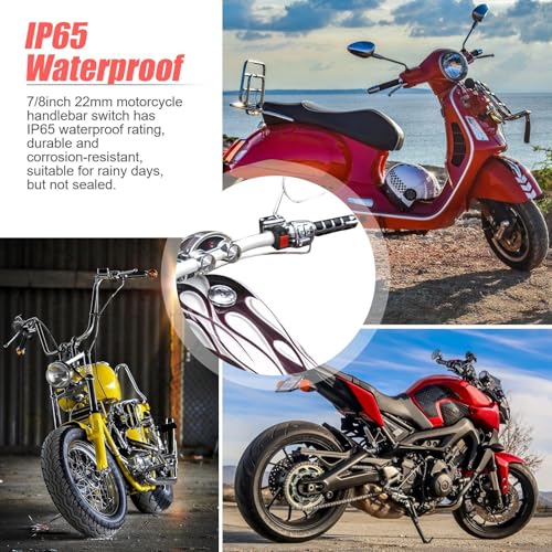 Frienda 3 Pieces Motorcycle Headlight Switch Handlebar Toggle, Red - color: Red