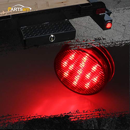 Partsam 10x 2.5 Round Red 13 LED Side Marker Clearance Lights [DOT Approved] for 12V Trailer Truck, Universal Use, Sealed Waterproof - color: Red