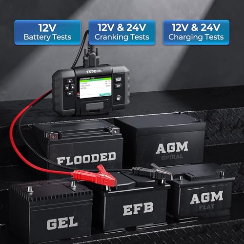 TOPDON BT600 12V 24V Car Battery Tester, 3.5" Screen with Built-in Printer