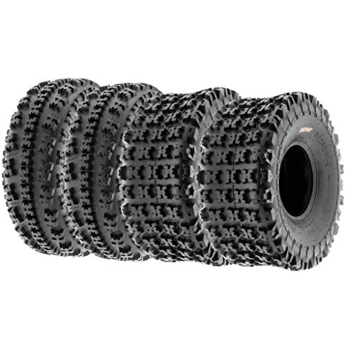 Set of 4 SunF 21x7-10 Front & 20x11-9 Rear ATV UTV Knobby Sport Tires,6 PR Tubeless A027 - size: 21x7-10 & 20x11-9