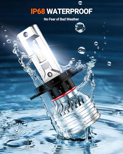 SEALIGHT H4 Bulbs, 120,000LM 1700% Brightness, 9003 HB2 H4 6500K Cool White LED Bulbs, IP68 Waterproof 80000Hrs Lifespan, 5X Heat Dissipation driving LED Bulbs, Tail Light Assemblies, 2 Pack - color: White, size: 9003