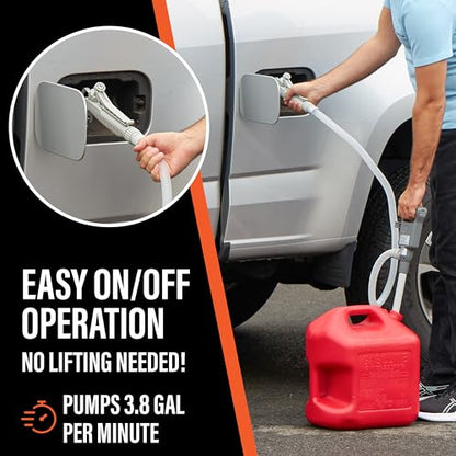 Deway Fuel Transfer Pump, Adjustable Flow Nozzle, 3.8 GPM, 51in Hose - style: Hand-Trigger Nozzle