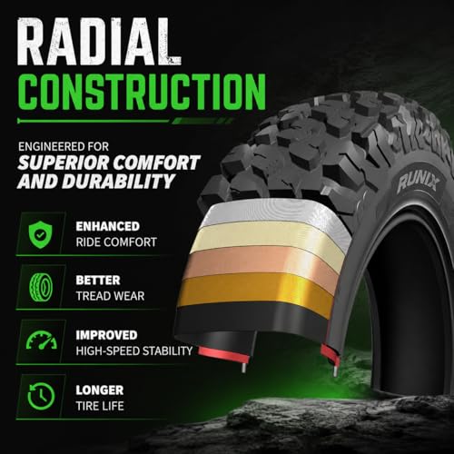 RUNIX UTV SxS Radial Tires, RUNIX PeakCrawler, 32X10R14, 32X10-14, 8PR, Radial Tire, Set of 4, All Terrain, Tubeless - size: 32X10R14