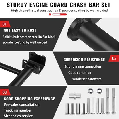 CHIFUN Engine Guard Highway Crash Bar for Honda Rebel 300 CMX300 2017-2025, Rebel 500 CMX500 2017-2025, CL300 2023 2024, 1.25‘’ Steel Motorcycle Frame Protection Bars Replacement (Black)