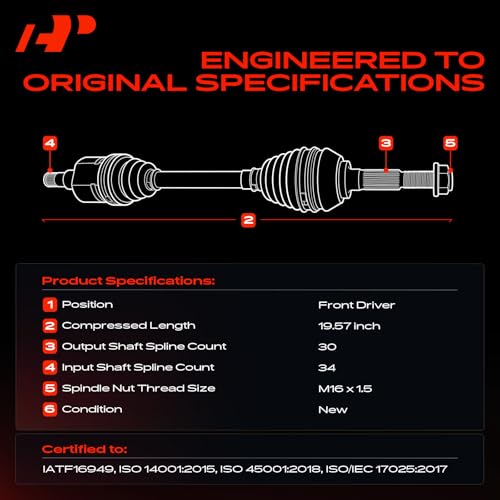 A-Premium Front Left Driver Side CV Axle Shaft Assembly - style: Front Driver Side