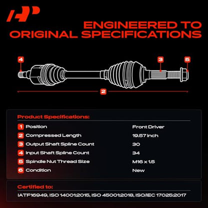 A-Premium Front Left Driver Side CV Axle Shaft Assembly - style: Front Driver Side