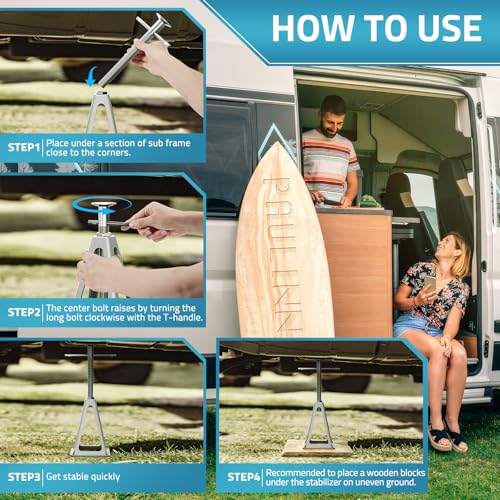 PAULINN RV Stabilizer Jacks 4 Pack, Heavy Duty Aluminum Jack Stands for Travel Trailer Camper, Single Screw Jack Support up to 6000 Lbs, Adjustable from 11 inch to 17 inch
