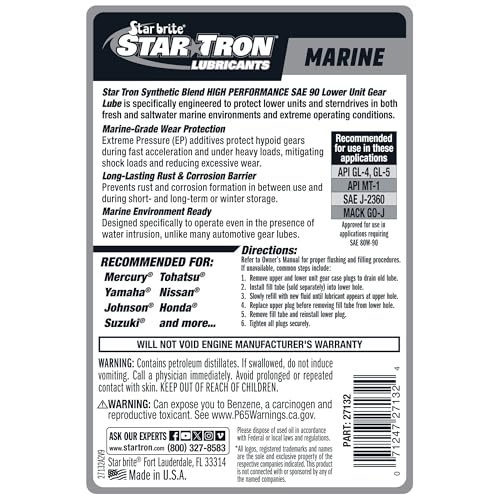 STAR BRITE Hypoid 90W Lower Unit Gear Lube - size: 32 Oz Quart, style: 90W Hypoid