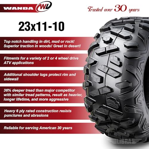 WANDA Set of 2 ATV UTV tires 23x11-10 23X11X10 6PR bighorn Style - size: 23x11-10