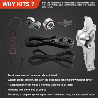 Timing Belt Kit with Water Pump Compatible with 2003-2018 Honda Accord - size: ZSD-001