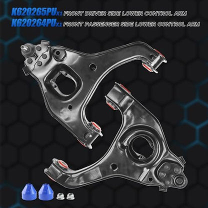 RWD Front Lower Control Arms for 1999-2006 Chevy Silverado GMC Sierra 1500, 2 Front Lower Control Arms w/Ball Joints, PU Bushing Assembly Replacement K620265 K620264 - size: 2PC, style: Front Lower
