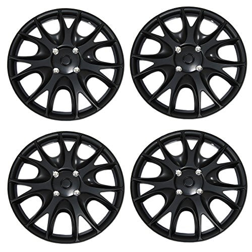 WC3-14-3533-B - Pack of 4 Hubcaps - 14-Inches | Black | Style 533 Style Snap-On (Pop-On) Type Matte Black Wheel Covers Hub-caps - size: 14-Inches | Black | Style 533