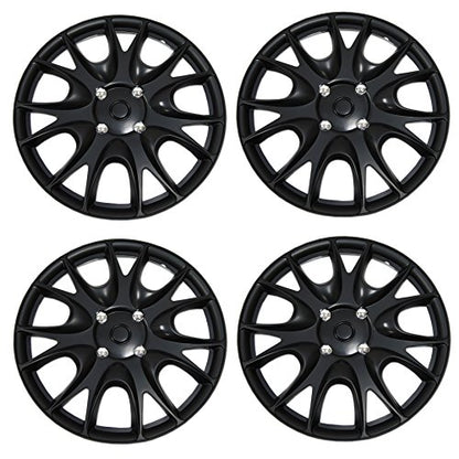 WC3-14-3533-B - Pack of 4 Hubcaps - 14-Inches | Black | Style 533 Style Snap-On (Pop-On) Type Matte Black Wheel Covers Hub-caps - size: 14-Inches | Black | Style 533