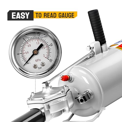 TUFFIOM 2.1 Gallon Air Tire Bead Blaster Seater w/Pressure Gauge & Handle, Wheel Trigger Seating Tool Inflator Tank for Motorcycle ATV Car, 87-116PSI Operating Pressure, Gray - color: Gray