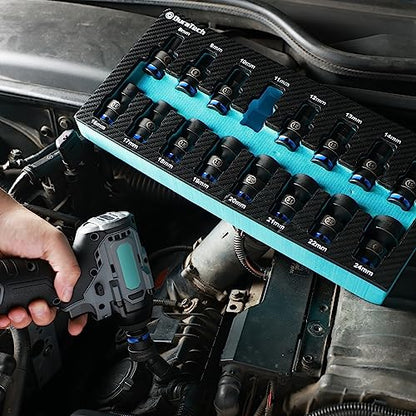 DURATECH 3/8" Drive Impact Universal Joint Socket Set, 16-Piece, 8-24MM - size: 16pc