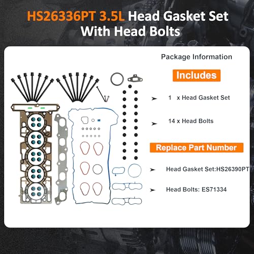 HS26336PT 3.5L Head Gasket Set with Head Bolts for Chevy GMC 04-06 - size: 1