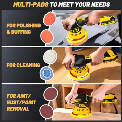 Cordless Car Buffer Polisher Kit 6" with 21V 2×2.0Ah Batteries