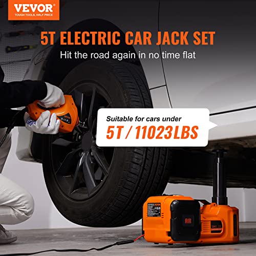 VEVOR Electric Car Jack 5 Ton with Electric Impact Wrench & Inflator Pump