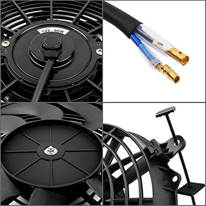 MONOKING 14" Inch Universal Slim Pull Push Electric Radiator Fan Engine Cooling, Universal High Performance Reversible Radiator Cooling Fans with Mounting Kit 2000 CFM 12 Volts 7.5 Amps 90 Watts - size: 14 Inch-1PCS
