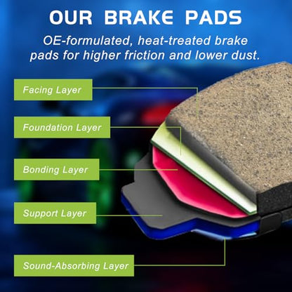 Front Ceramic Brake Pads Compatible with Lexus ES300/ES330, Toyota Avalon/Camry V6/Sienna/Solara & Tacoma RWD (2005-2014) - Quiet Low Dust - Replaces D906 - size: D906