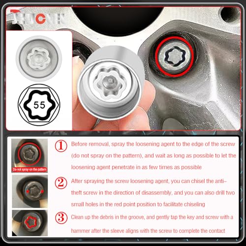 055 Wheel Locking Nut Key Socket for BMW, Socket OD 29mm - ID 25mm - color: Socket 055