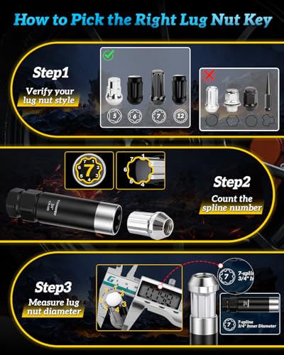Spline Lug Nut Socket Set,5/6/7/12 Spline Wheel Lock Removal Kit