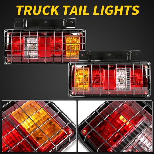 2 Pack Truck Tail Lights Kit with Iron Net Protection With Bulbs - color: Tail Lights-J