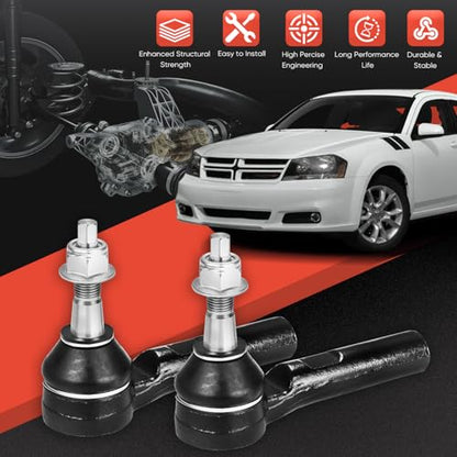 2PCS Front Outer Tie Rod Ends ES800408 LH & RH, Tie Rod End Kit Fit for Chrysler 200 Sebring Cirrus Dodge Avenger Caliber Journey Jeep Compass Patriot 2007-2020 - size: ES800408