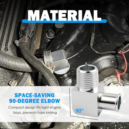90° Heater Hose Fitting with 1/2 NPT to 5/8 Barb Design