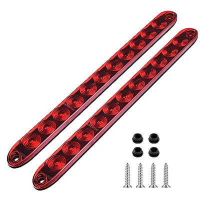 11 LED Red Trailer Brake Tail Light, 2 Pack 16” LED Bar Stop Turn Signal Tail Lights Waterproof Third 3rd Brake Strip Red Light for Marine Boats Golf Cart Offroad Truck RV UTV ATV