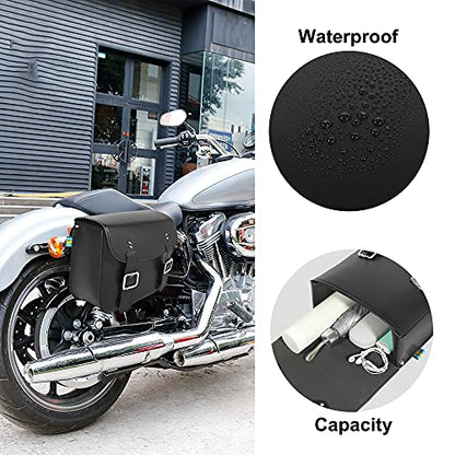 Motoforti Pair Motorcycle Saddlebag Side Tool Bags Cycling Luggage Bag Waterproof Faux Leather