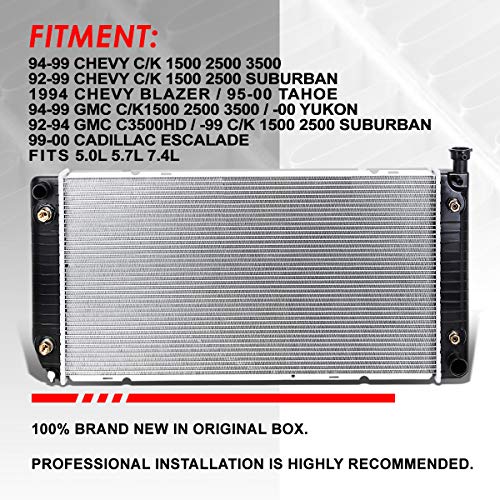 Auto Dynasty 1693 Radiator for 1992-2000 Chevy GMC C/K Suburban 3500HD - color: 92-00 C/K 5.0L 5.7L 7.4L